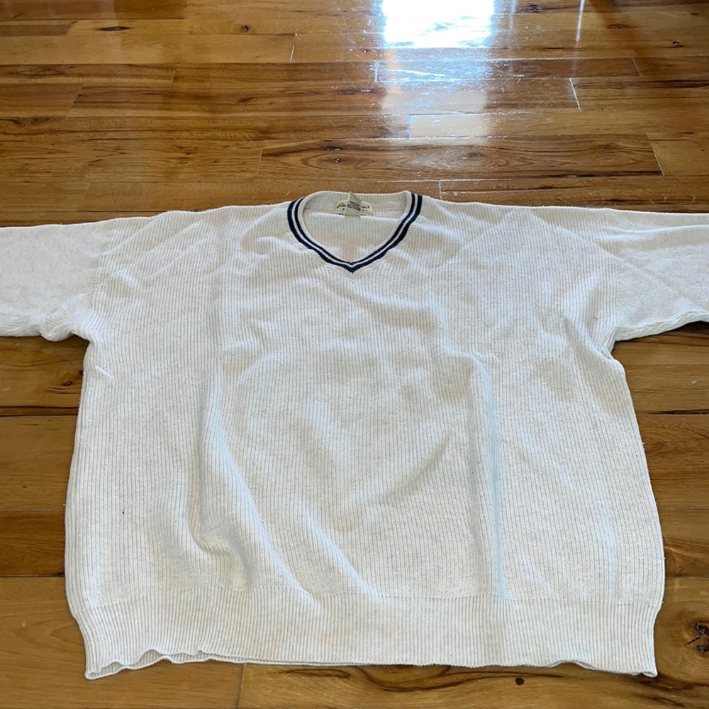 Eddie Bauer White V-Neck Sweater